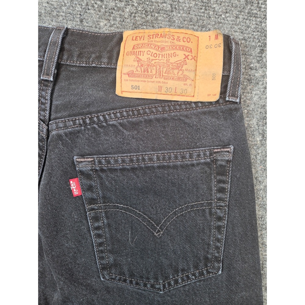 Levis 501 Original Fit Jeans Mens 30x30 Faded Black Straight Leg 00501-0660